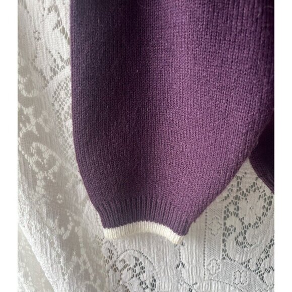 Vintage Thats Me Embroidered Floral Sweater Purple Beaded Cottagecore Medium - Picture 2 of 5